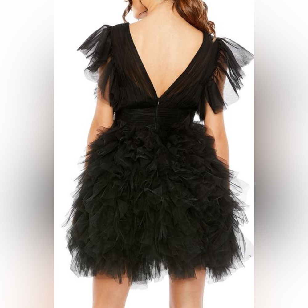 NWT Mac Duggal ruffle sleeve tulle mini dress *perfect for holidays* - Picture 4 of 9